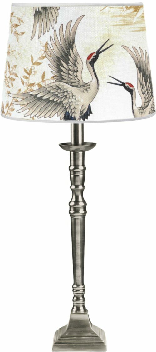 Tischleuchte Salong antikes Silber Lampenschirm gemustert 69 cm 4 scaled
